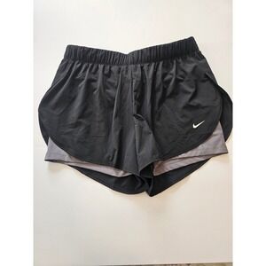 Nike 2-in-1 Running Shorts Womens XL Black Grey Dri-FIT Layered Athletic Workout
